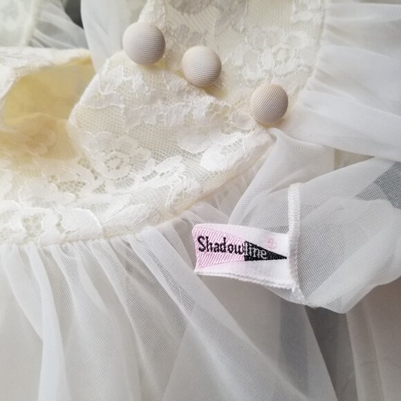 Vintage 1950's Pale Cream Lace Trimmed Sheer Peignoir by Shadowline ~ Ladies Sm - Picture 10 of 11